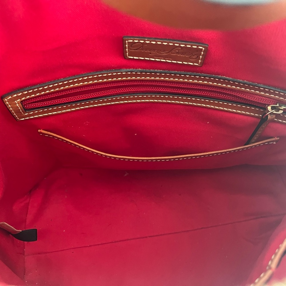 Dooney & Bourke Red and Brown Leather Tote with Gold Hardware - Picture 2 of 2